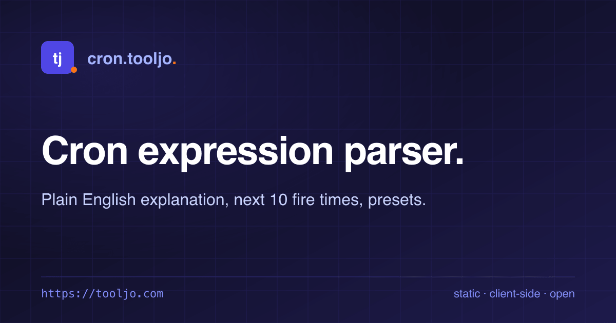 Cron Expression Parser — explain crontab + next 5 fire times